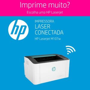 Impressora HP Laser 107w Laser Preto Wi-Fi (4ZB78A) - Woozen