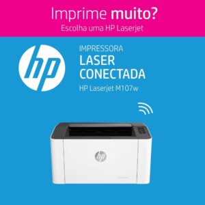 Impressora HP Laser 107w Laser Preto Wi-Fi (4ZB78A) - Woozen